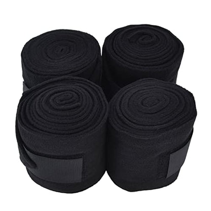 4Pcs Horse Leg Warp, Polyester Self Adhesive Breathable Wear Resistant Animal Leg Bandage for Cows Horses - color: Black