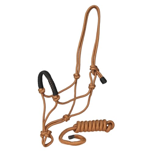 TuffRider Rugged Rope Halter Braided Noseband with Matching Lead - color: Brown