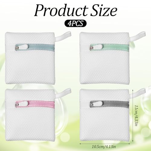 Tyqour 4pcs Small Mesh Laundry Bags, Anti-Sticking Laundry Pod Bags, Durable Polyester Storage Bags for Scented Beads, Travel Laundry Organizer, Protect Delicate Garments
