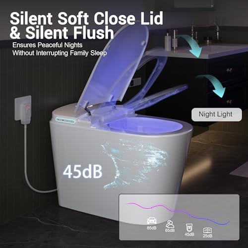 Smart Bidet Toilet w/Tank Heated Seat Cleaner Tablets Auto Flush/Lid&Seat | Foot Sensor UV-C light Electric Modern One Piece Toilet with Dryer LED Display Siphon Flush 1.28 GPF MAP 1000g - color: Bone White