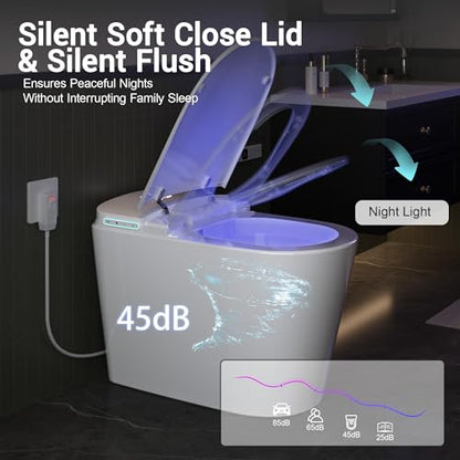 Smart Bidet Toilet w/Tank Heated Seat Cleaner Tablets Auto Flush/Lid&Seat | Foot Sensor UV-C light Electric Modern One Piece Toilet with Dryer LED Display Siphon Flush 1.28 GPF MAP 1000g - color: Bone White