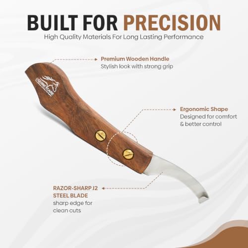 Equine Care Left-Handed Farrier Hoof Knife, Sheesham Wood Handle - style: Left Handed
