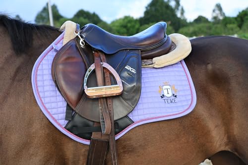 T TEKE Close Contact Saddle Pads,100% Cotton English Saddle Pads for Horses with Moisture-Wicking and Breathable Lining - color: Lavender