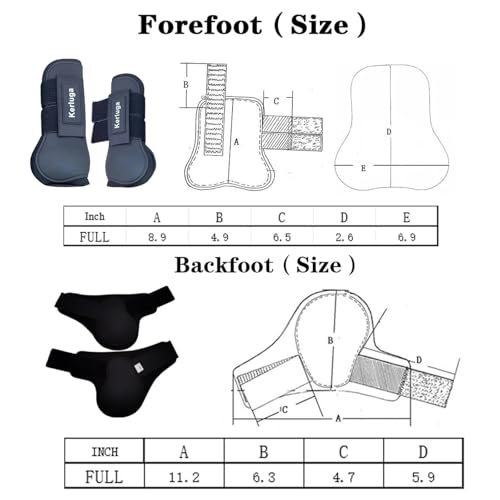 Horse Boots Set of 4, Open Front Tendon & Fetlock Boots for Horses, Shock Absorbing Equine Leg Protection with Secure Fit for Jumping, Riding and Training (Black, Full)