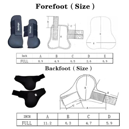 Horse Boots Set of 4, Open Front Tendon & Fetlock Boots for Horses, Shock Absorbing Equine Leg Protection with Secure Fit for Jumping, Riding and Training (Black, Full)