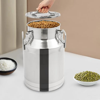 304 Stainless Steel Milk Can, 28L/7.4Gal Milk Bucket Wine Pail Sealed Bucket, Heavy Duty Storage Can Tote Jug with Sealed Lid for Liquid Storage - size: 28L/7.4Gal