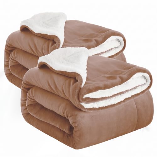 IR Imperial Rooms 2 Pack King Sherpa Blankets 108x90 Hotels Camel - color: Camel, size: King (Pack of 2)