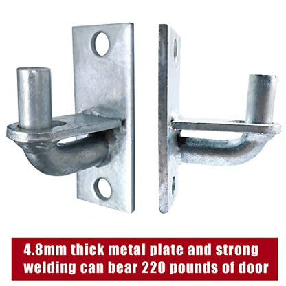 2 Pack Wall Mount Gate Hinges, Heavy Duty Chain Link Fence Gate Hinges with 5/8 Hinge Pin for Fences & Farm Gates, Silver - color: Silver-2pcs