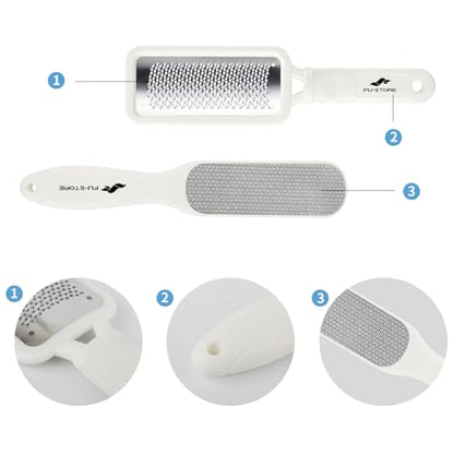 Fu Store 2 Pack Foot Files Callus Remover Foot Rasp Dual Sided Foot File | Stainless Steel Surface Pedicure Tools Professional Scrubber Premium for Feet Care Remove Hard Skin - color: White