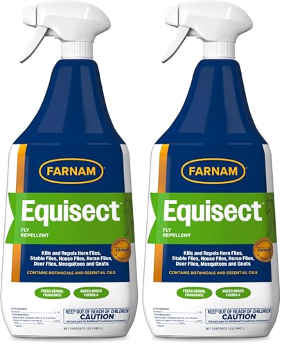 Farnam Equisect Botanical Fly Repellent for Horses, Dogs and Cats, 32 Ounces, Quart Spray (Pack of 2) - size: 32 Fl Oz (Pack of 2)
