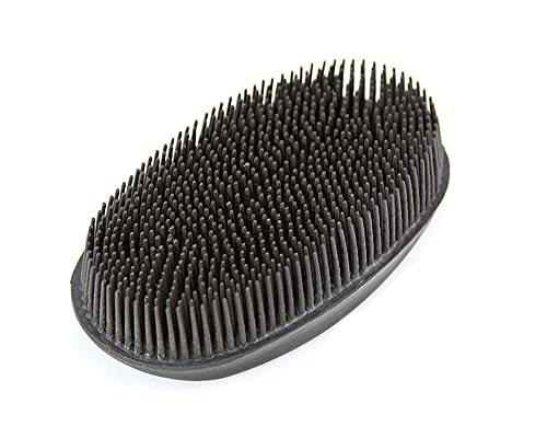 Grewal® Equestrian Grooming Bundle Kit - Comfy Pet Grooming & Bathing Glove - Oval Face Soft Bristles - Great for Thin & Sensitive Skin (Black) - color: Black