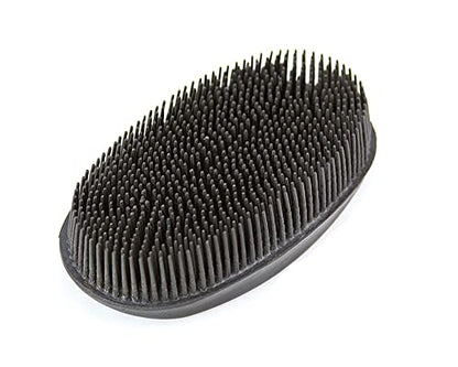 Grewal® Equestrian Grooming Bundle Kit - Comfy Pet Grooming & Bathing Glove - Oval Face Soft Bristles - Great for Thin & Sensitive Skin (Black) - color: Black