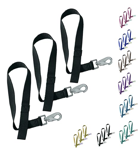 Majestic Ally Pack of 3 Horse Bucket Strap Hangers – Practical and Easy Design for Indoor or Outdoor Use -Set of 3,-1"x22" - color: Black