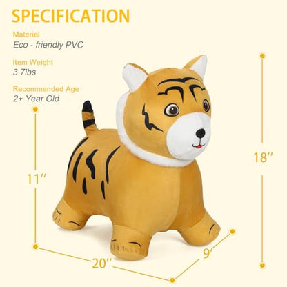 INPANY Bouncy Horse, Tiger Hopper Toys with Ultra Thick Plush, Kid Gift Toy - color: Orange Tiger