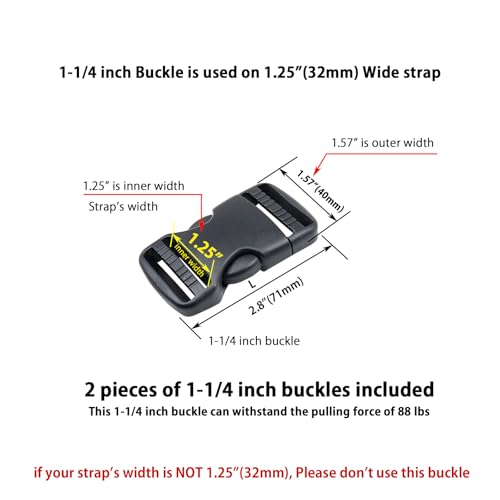 Quick Side Release Buckle, Heavy Duty Plastic Snap Buckle Clip Clasp Fasteners for Backpack Strap - style: 1-1/4 Inch - 2 Pieces