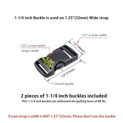 Quick Side Release Buckle, Heavy Duty Plastic Snap Buckle Clip Clasp Fasteners for Backpack Strap - style: 1-1/4 Inch - 2 Pieces