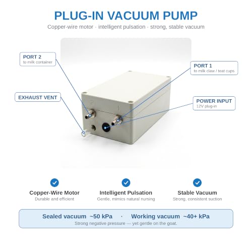 3L Goat Milking Machine, Hantop Plug-in Vacuum Pump Goat Milker (Basic)