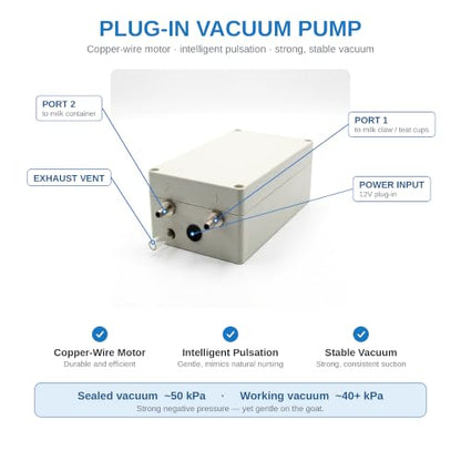 3L Goat Milking Machine, Hantop Plug-in Vacuum Pump Goat Milker (Basic)