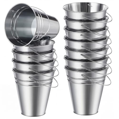 Sadnyy 12 Pack 6.4 X 3.54 X 7 inch Silver Metal Buckets - color: Silver, size: 6.4 x 3.54 x 7 in