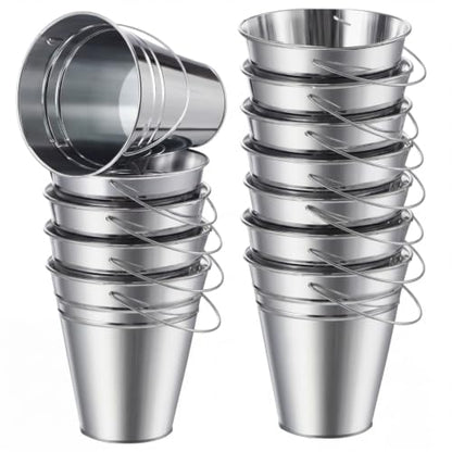 Sadnyy 12 Pack 6.4 X 3.54 X 7 inch Silver Metal Buckets - color: Silver, size: 6.4 x 3.54 x 7 in