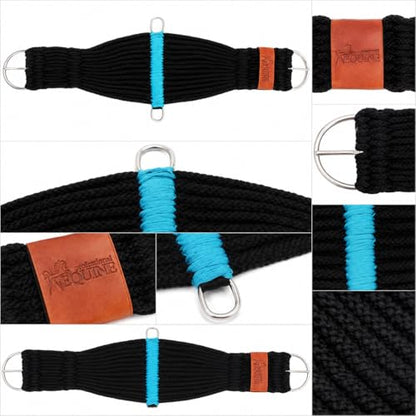 CHALLENGER Horse Western Tack 25-Strand Roper Saddle Cinch Girth Black 9787 - size: 34" L x 7" W