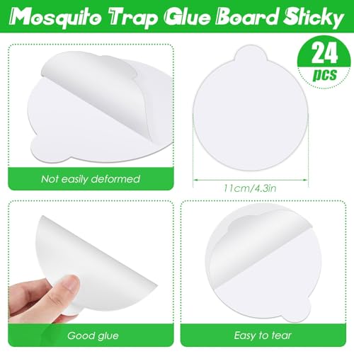 48 Pcs Round Refillable Glue Boards 7.1 Inch for Fruit Flies Gnats Moths Mosquitoes Compatible with Most Indoor Outdoor Fly Catching Lamps - size: 7.1inches