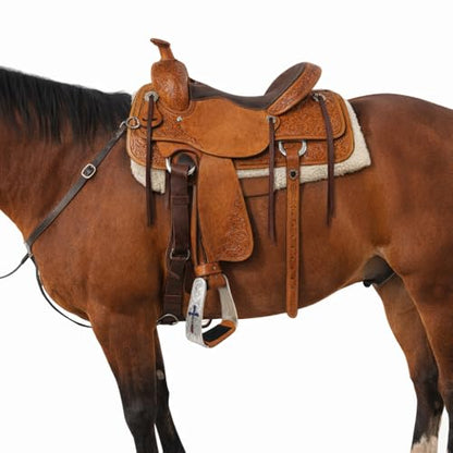 CHALLENGER Horse Saddle Stirrup Pair Western Aluminium Cross Engraved Saddle Rhinestones 51207V