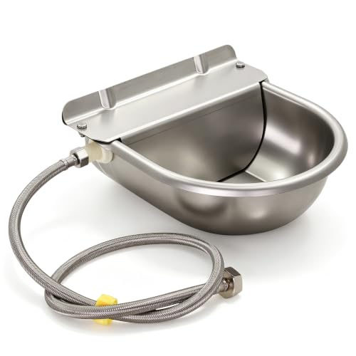 Automatic Horse Drinking Waterer Bowl,Upgrade Stainless Steel Farm Livestock Water Dispenser with Drain Hole and Float Valve for Horse,Dog, Chicken,Goat,Pig (B)