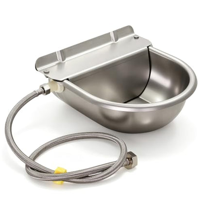 Automatic Horse Drinking Waterer Bowl,Upgrade Stainless Steel Farm Livestock Water Dispenser with Drain Hole and Float Valve for Horse,Dog, Chicken,Goat,Pig (B)