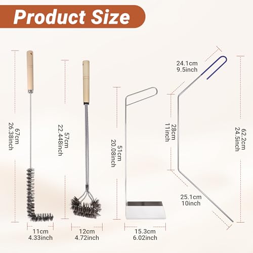 4 PCS Fryer Cleaning Tools with Deep Fryer Stainless Steel L-Shaped Brush, Deep Fryer Crumb Scoop, Deep Fryer Cleanout Rod, Long Handle Deep Basket Brush for Restaurants, Air Fryers, Deep Fat Fryers - color: 4pcs Stainless Steel Brush