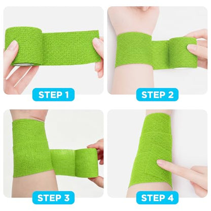 OK TAPE Self Adhesive Bandage Wraps, 36 Pack 1"/2"/3" x5Yd Athletic Tape