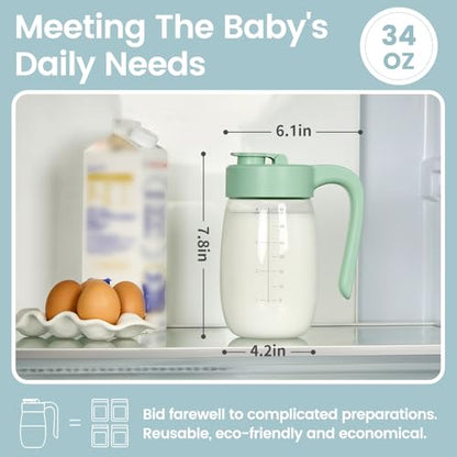 32oz Breast Milk Storage, Breastmilk Pitcher with Lid (199mm) | Heat and Cold Resistant, Leak-Proof Container, for Preparing Baby Bottles, Large Mouth for Easy Cleaning & Storage - style: 199mm