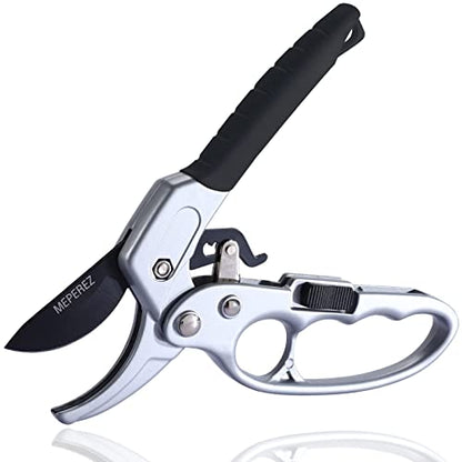 Germany Pruning Shears For Gardening, Arthritis Weak Hand Snips, 4x cutting power trimming, 1-Inch Cut Capacity Garden Clippers, Ergonomic handle, Rust resistant, high strength steel, Sharp - style: Black
