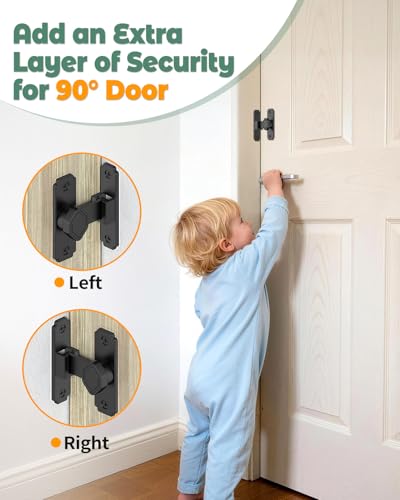 90 Degree Barn Door Lock, Sliding Door Latch, Black, 1 Pack - color: Black-1PC