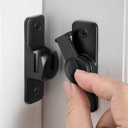 Matte Black Aluminum Alloy Gate Lock,90/180 Degree Barn Door Latch - color: Matte Black