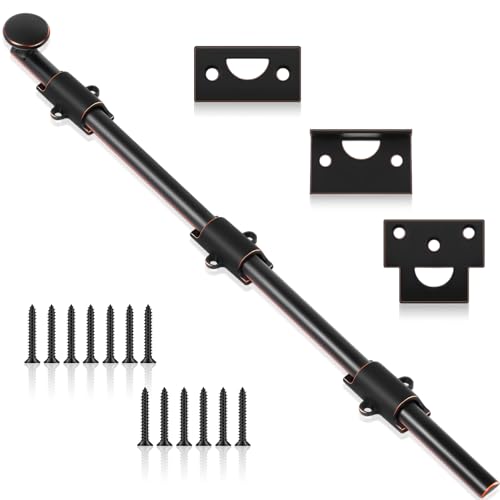 Tandefio 18" Dutch Door Bolt Heavy Duty Latch for Gate, Oil Rubbed Bronze | Solid Brass Slide Cane Bolt Hardware Locks Attic Latch for Dutch Sliding Barn Door Wooden Fence Metal Gate, Screws Included - color: Oil Rubbed Bronze, size: 18 Inch