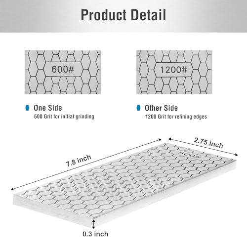 S SATC Diamond Sharpening Stone 2 Side Grit 600/1200 Diamond Plate Honing Stone 8-inch Hone Sharpener White - style: 600&1200Grit