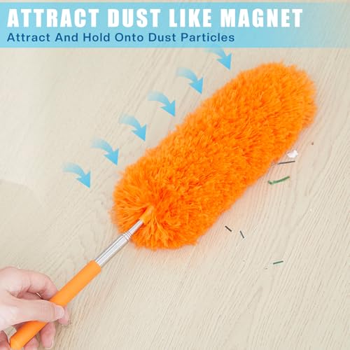 Tanlade 12 Pcs Microfiber Feather Dusters for Cleaning, Orange - color: Orange