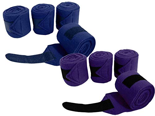 Derby Originals Set of 4 Super Soft Fleece Horse Polo Wraps with Velcro - color: Red