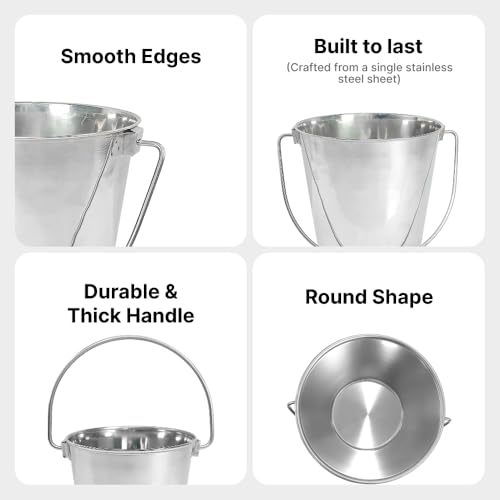 6 Pack Stainless Steel Bucket - 1 Gallon Durable Metal Bucket
