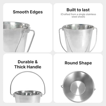 6 Pack Stainless Steel Bucket - 1 Gallon Durable Metal Bucket
