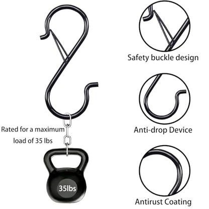 3.5in Heavy Duty S Hooks for Hanging, Safety Buckle Metal Hooks, 28 Pack - size: 28PCS