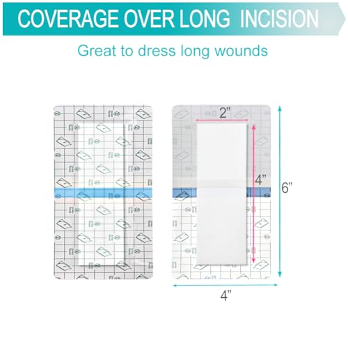 Waterproof Incision Bandages for Knee Replacement Knee Surgery Recovery Shower Cover Large Wound Shower Protector Adheisve Island Dressing Bandaid 4 x 6 Inch (Pack of 14) - size: Waterproof 4"x6", style: Pack of 14