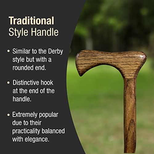 Brazos Handcrafted Wood Walking Cane, Twisted Oak, Traditional Style Handle, for Men & Women, Made in The USA, 37" - color: Brown