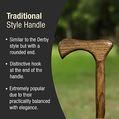 Brazos Handcrafted Wood Walking Cane, Twisted Oak, Traditional Style Handle, for Men & Women, Made in The USA, 37" - color: Brown