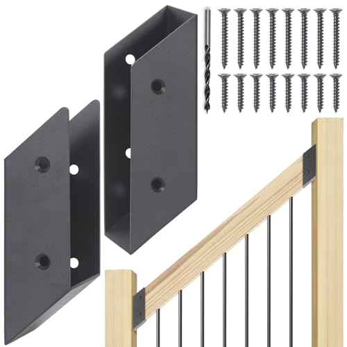 40° Stair Angle Stainless Steel Deck Railing Brackets Connectors for 2"x4" (Actual 1.5"x3.5") Railing Wood Post (4 Pair) - size: Angle 40°