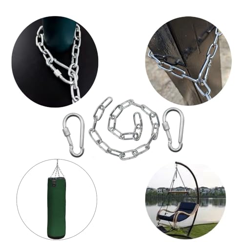 Heavy Gate Chain Lock,Stainless Steel Gate Latches Link Lock with 2 Quick Locking Carabiner Clip Hooks for Livestock Horse Goat Cows Stall,Outdoor Fence Gate,Barn