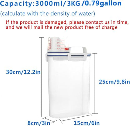 5.5 Lbs Rice Airtight Dry Food Storage Container Set of 4, Rice Storage Bin Cereal Containers Dispenser, Thicken Plastic Clear Food Storage Box with Pouring Spout, Measring Cup for Grain, Flour Snacks | BPA Free, Airtight Lid, with Pouring Spout, Clear, f