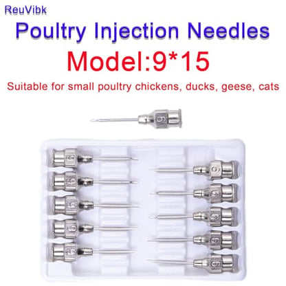 9 Gauge Veterinary Needles, Cattle Needle Poultry Injection Needles 10 Sticks, Suitable for Pigeons, Chickens, Ducks, Geese, Pigs, Sheep, Horses, and Other Large and Small Animals (9 * 15mm) - size: 9*15mm