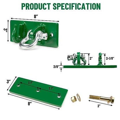 Tractor Bucket Hooks, Bolt On Clevis Mount with 1/2” Shackle, 5/16”Grab Hooks G70 Steel, Shackles Mount with Backer Plate, Heavy Duty Tow Hook for SUV RV UTV Tractors Bucket(Green) - color: Green